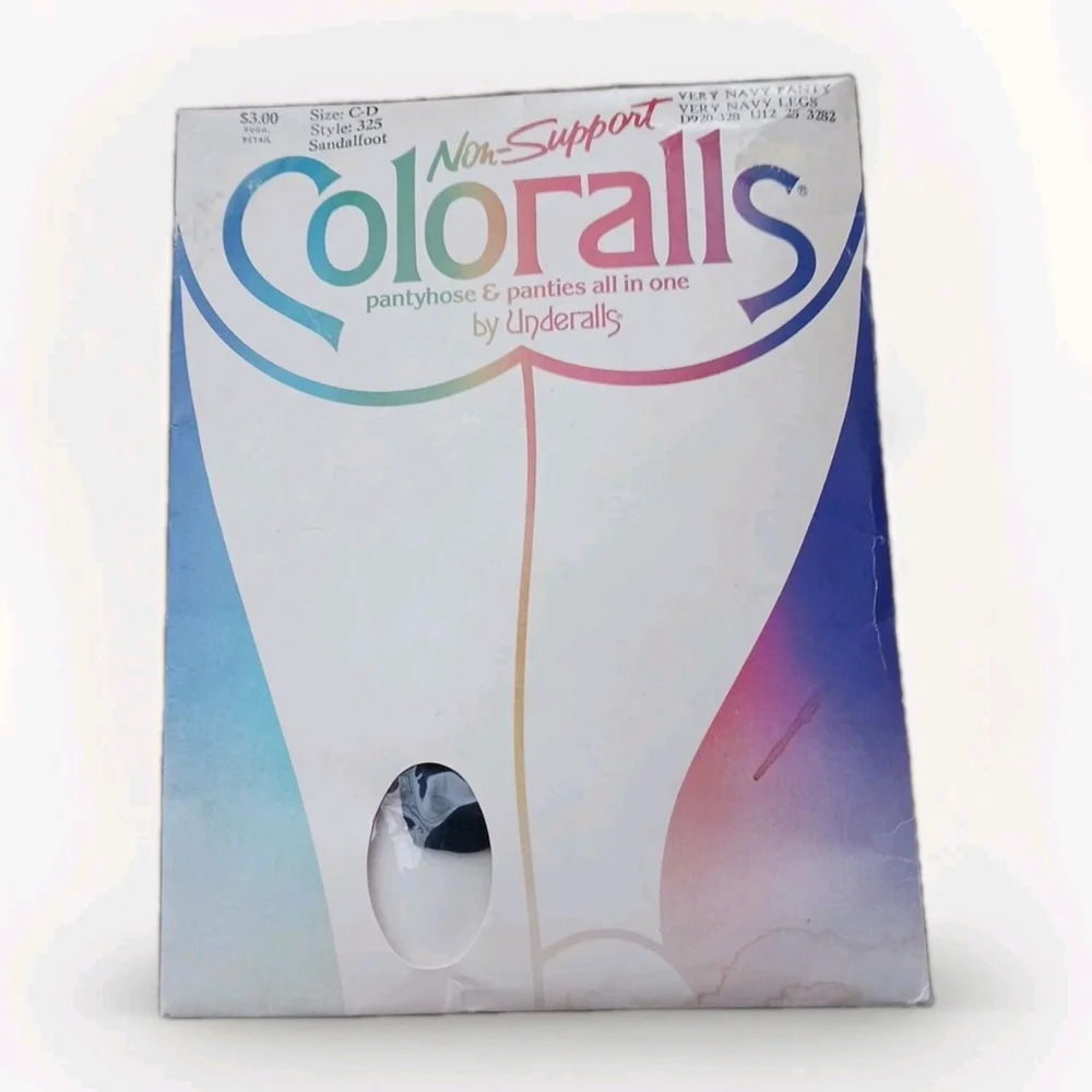 Vintage Underalls Coloralls Navy Pantyhose Size C D